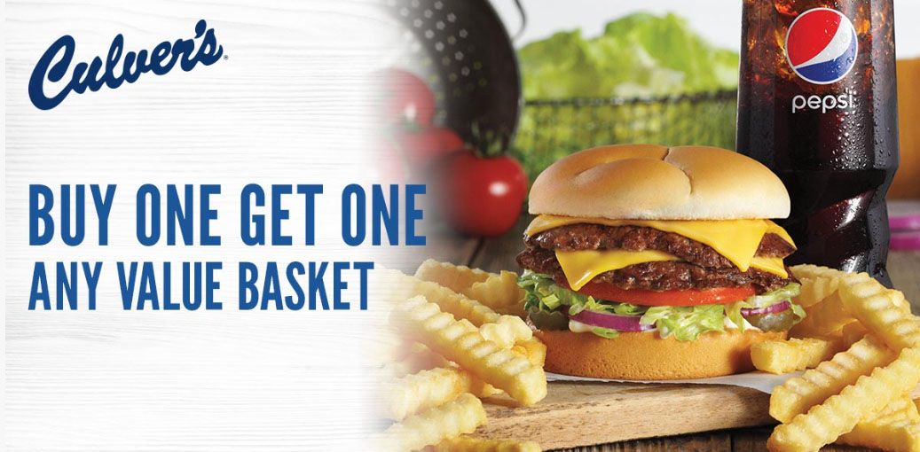 Buy One Get One Free Value Basket Coupon Available when You Sign Up for MyCulver’s Account Online (Limited Time Only)