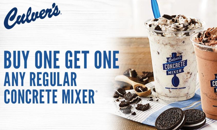 Members of MyCulver's Program Check Your Inbox for a Limited Time BOGO Concrete Mixer Coupon at Culver's