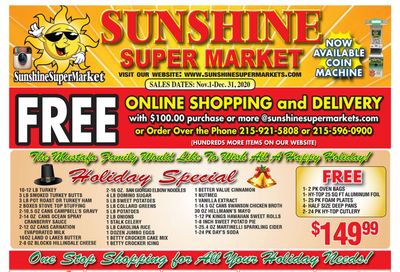 Sunshine Supermarket Monthly Ad Flyer November 1 to December 31, 2020