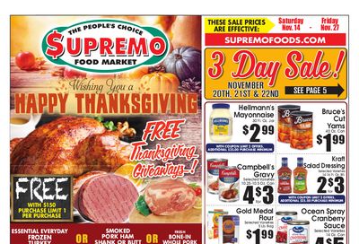 Supremo Food Market Thanksgiving Ad Flyer November 14 to November 27, 2020