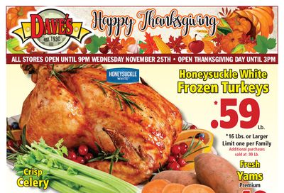 Dave's Markets Thanksgiving Weekly Ad Flyer November 18 to November 26, 2020