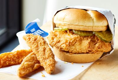 Fried Chicken Sandwich Featuring Zesty Pickles Available at Chester's Chicken