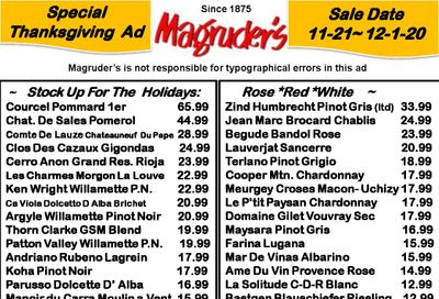 Magruder's Thanksgiving Sales Ad Flyer November 21 to December 1, 2020