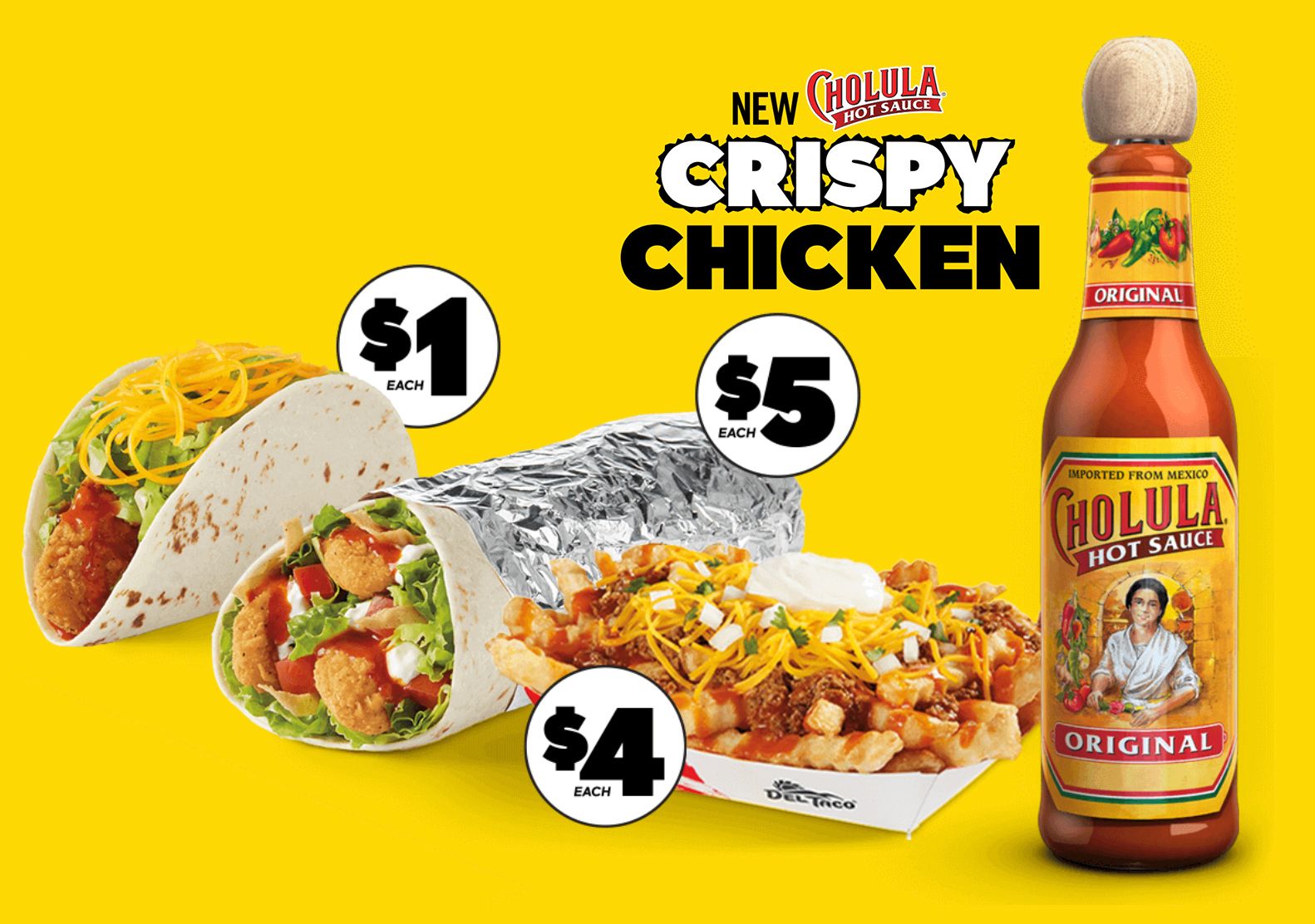 Del Taco Launches a New Line of Cholula-Inspired Crispy Chicken Burritos, Tacos and More