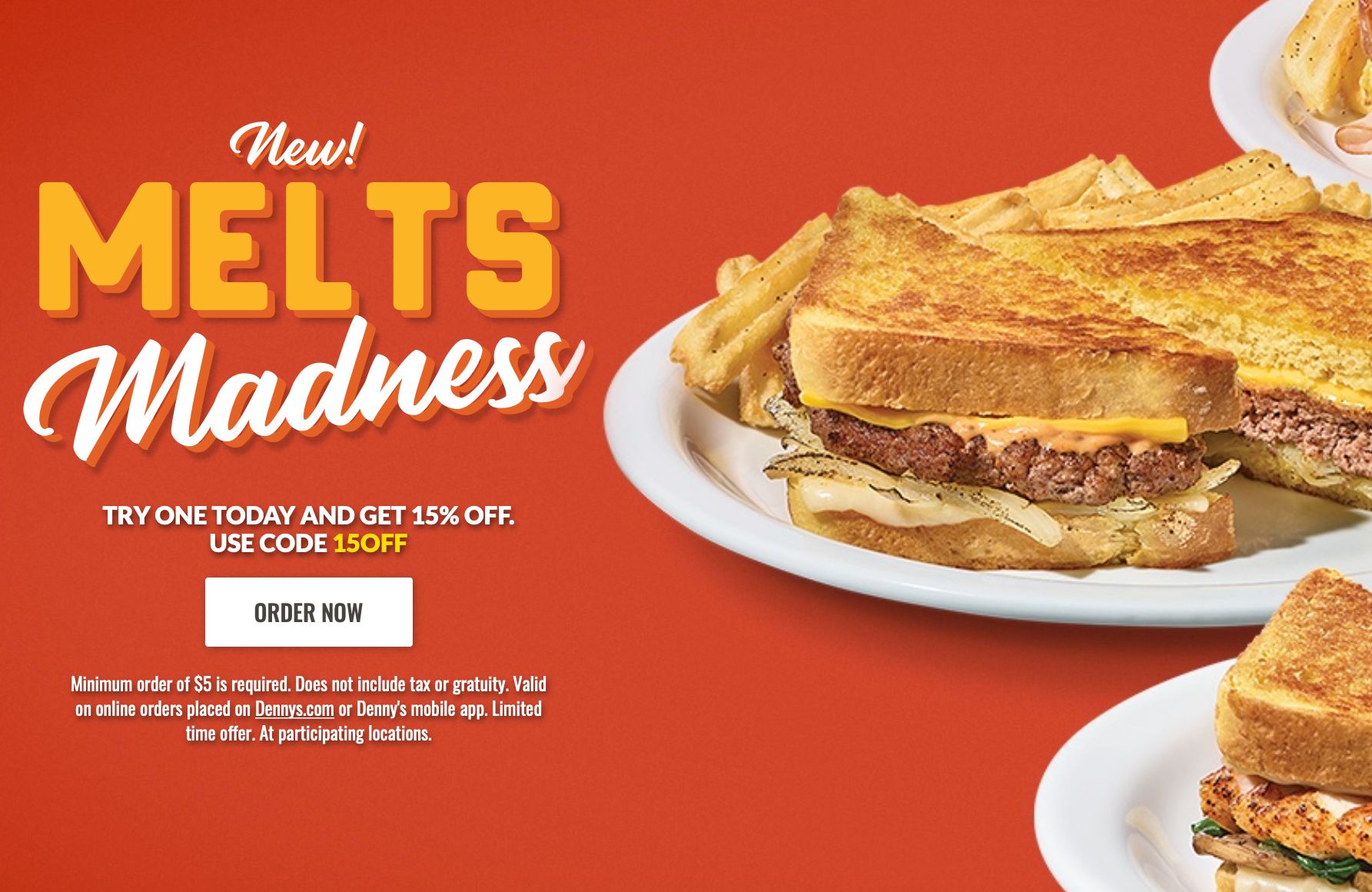 Get 15 Off a Denny's Melt Sandwich with Denny's New Promo Code for a