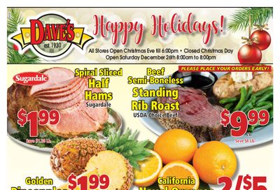Dave's Markets Christmas Holiday Weekly Ad Flyer December 16 to December 24, 2020 Dave's Markets Christmas Holiday Weekly Ad Flyer December 16 to December 24, 2020