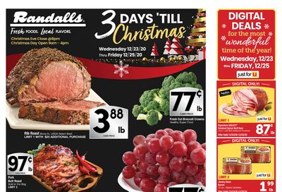 Randalls 3 Days 'Till Christmas Sale Ad Flyer December 23 to December 25, 2020