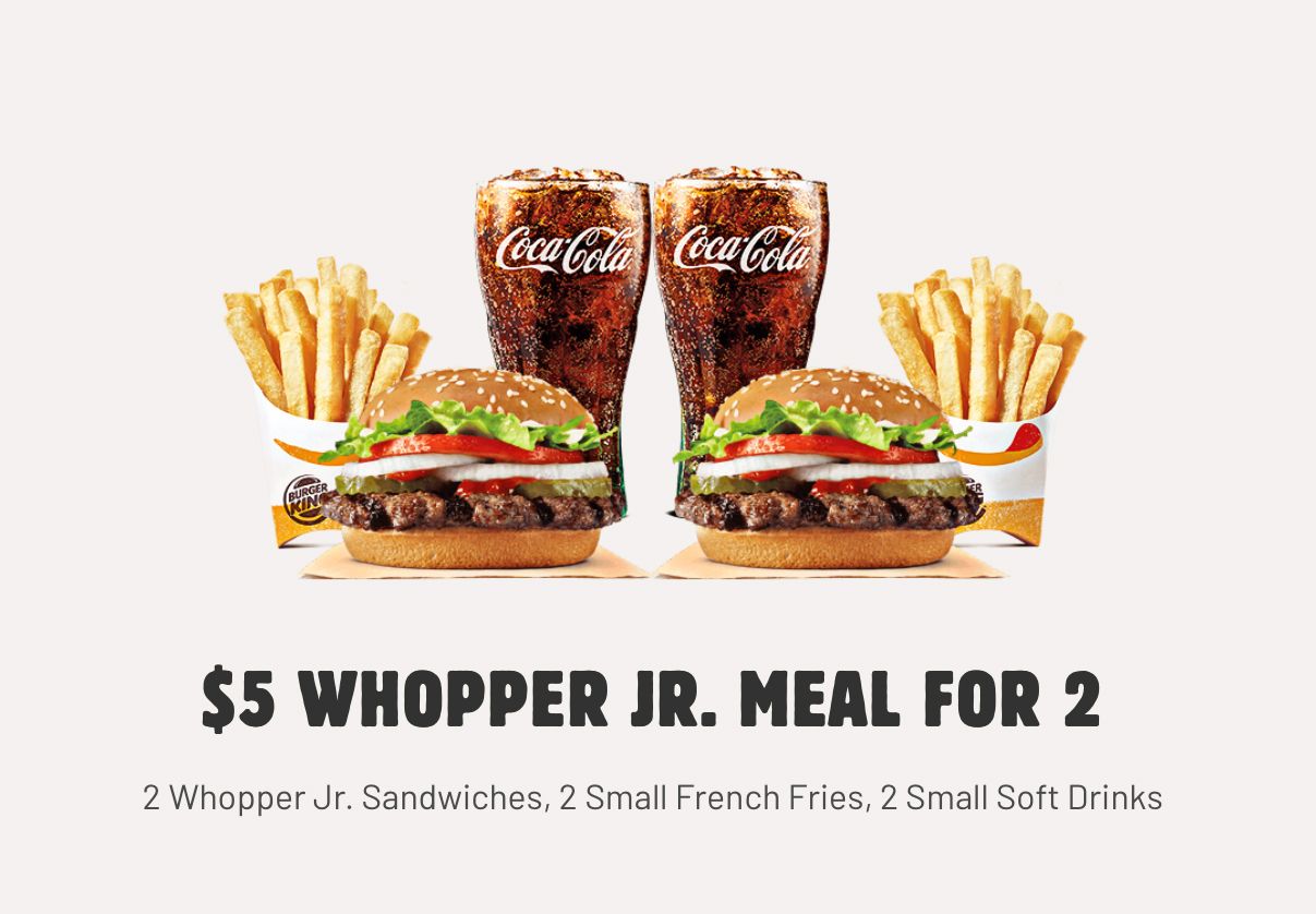 New $5 Whopper Jr. Meals for 2 Deal Arrives at Burger King  