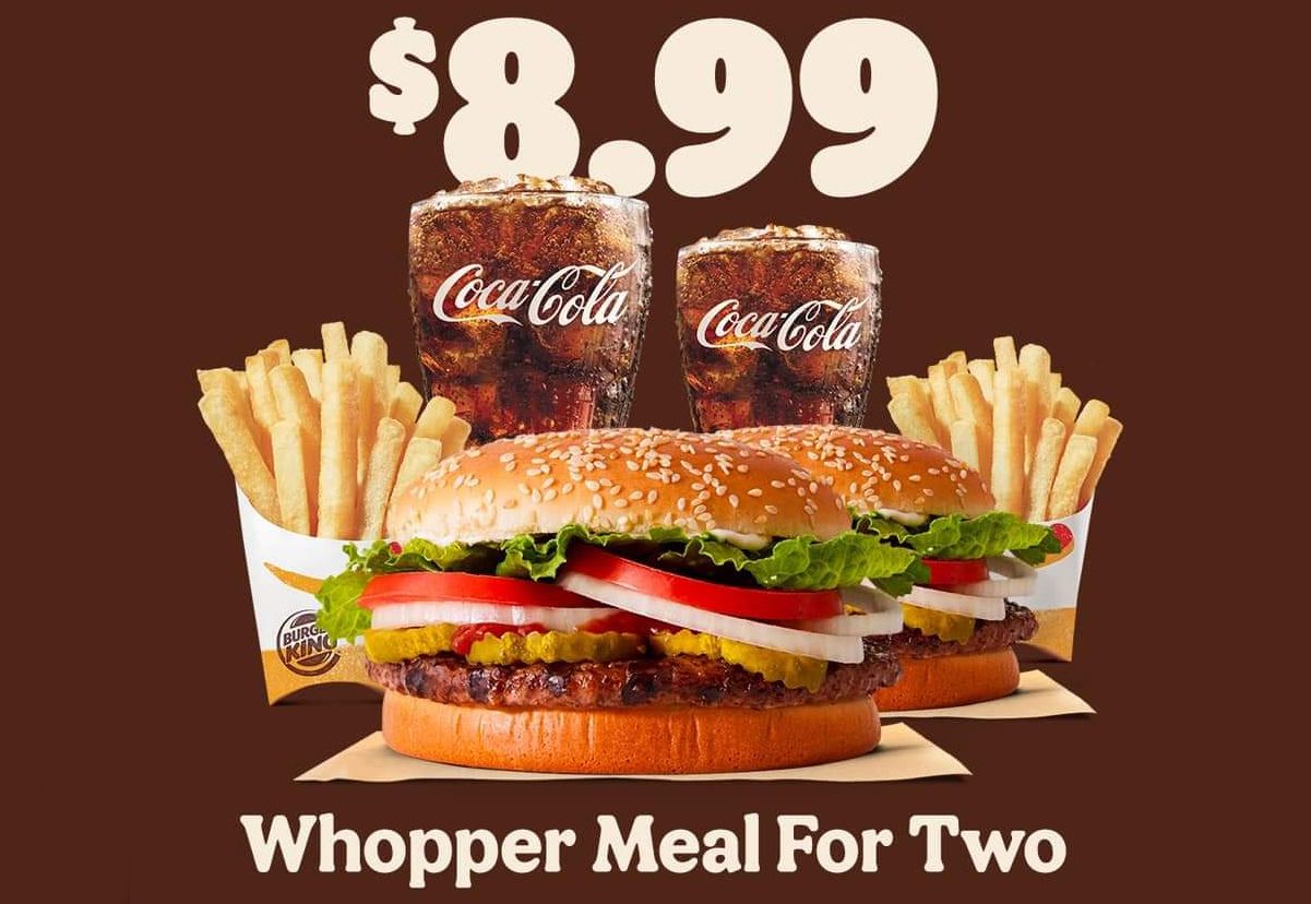For a Limited Time Only, You Can Get 2 Whopper Meals at Burger King for $8.99