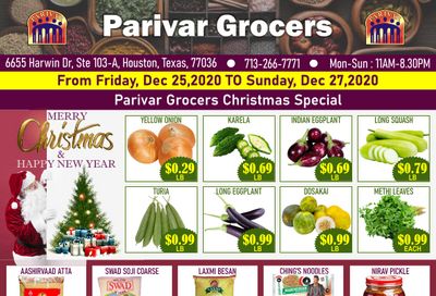 Parivar Holiday Weekend Special Ad Flyer December 25 to December 27, 2020