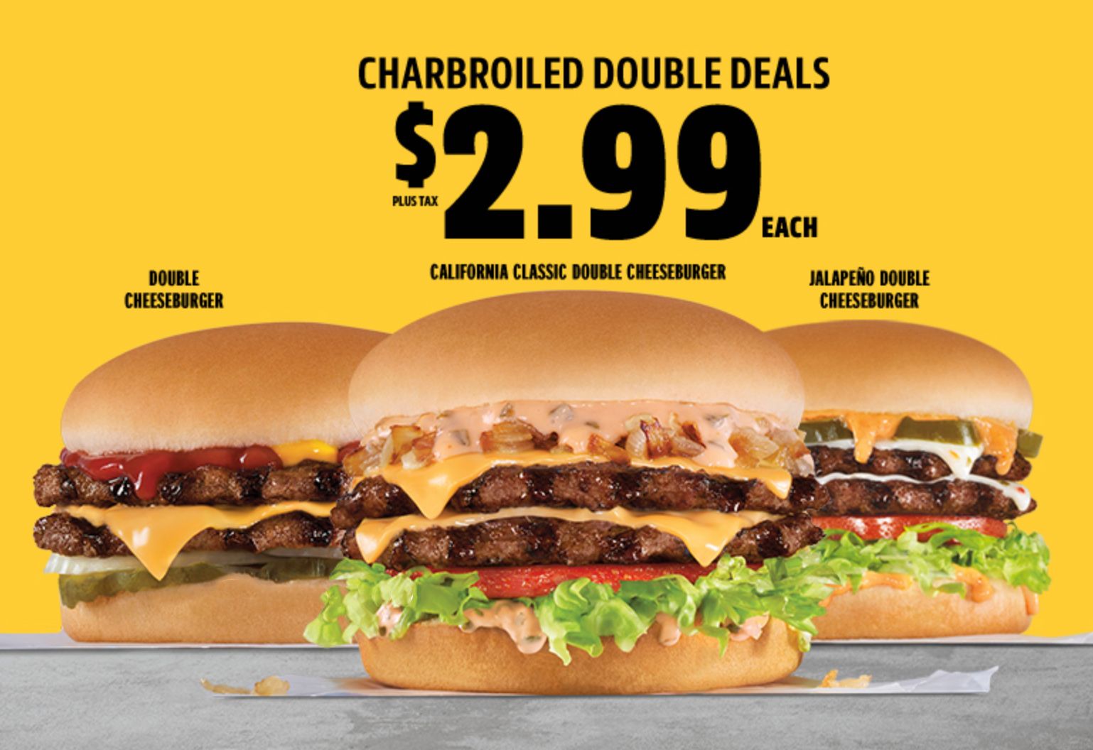 Carl's Jr. Announces their New $2.99 Charbroiled Double Deals Menu with the California Classic Double Cheeseburger & More