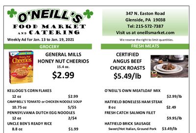 O'Neill's Food Market Weekly Ad Flyer January 13 to January 19, 2021