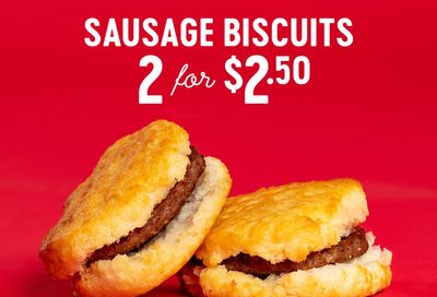 Get 2 Sausage Biscuits for $2.50 at Bojangles for a Limited Time Only