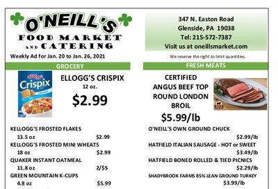 O'Neill's Food Market Weekly Ad Flyer January 20 to January 26, 2021