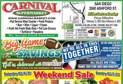 Carnival Supermarket Weekly Ad Flyer February 2 to February 8, 2021