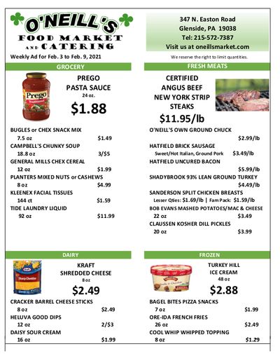 O'Neill's Food Market Weekly Ad Flyer February 3 to February 9, 2021