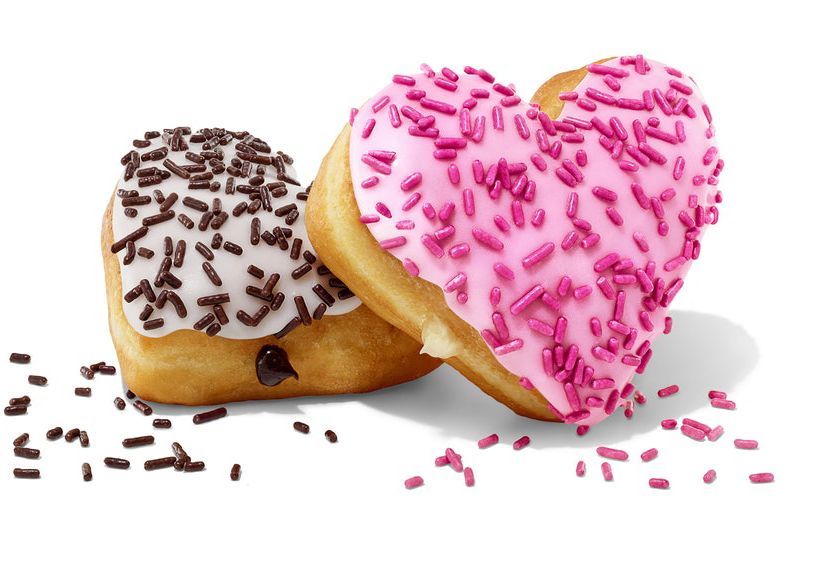 The Heart-Shaped Brownie Batter Donut and Cupid's Choice Donut Land at Dunkin' Donuts for Valentine's Day