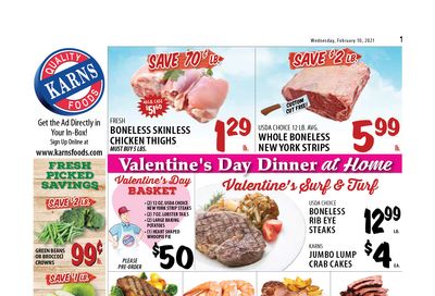 Karns Quality Foods Valentine's Day Sale Weekly Ad Flyer February 9 to February 15, 2021
