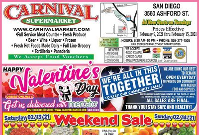 Carnival Supermarket Valentine's Day Sale Weekly Ad Flyer February 9 to February 15, 2021
