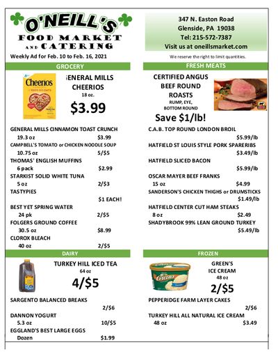 O'Neill's Food Market Weekly Ad Flyer February 10 to February 16, 2021