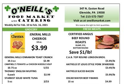 O'Neill's Food Market Weekly Ad Flyer February 10 to February 16, 2021