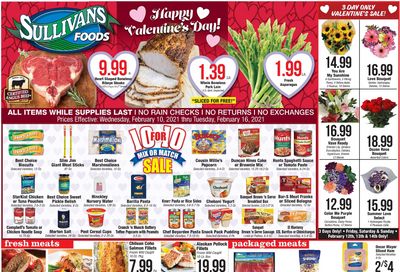 Sullivan's Foods Valentine's Day Sale Weekly Ad Flyer February 10 to February 16, 2021