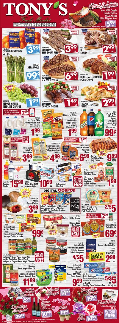 Tony's Fresh Market Valentine's Day Sale Weekly Ad Flyer February 10 to February 16, 2021