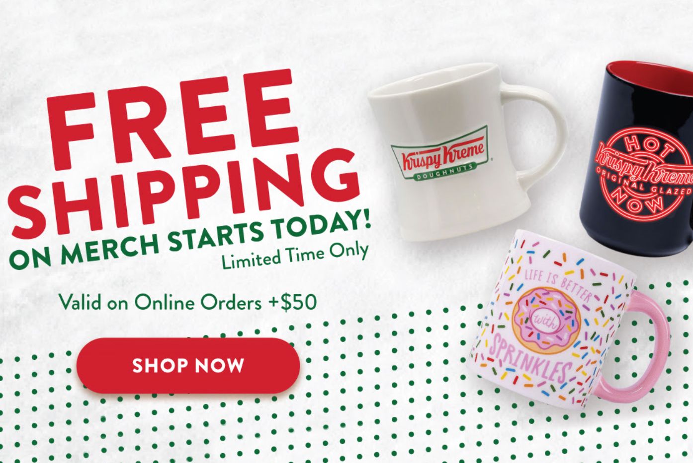 Free Shipping on $50+ Orders from the Krispy Kreme Online Shop Begins Today for a Limited Time Only