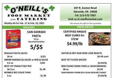O'Neill's Food Market Weekly Ad Flyer February 17 to February 23, 2021