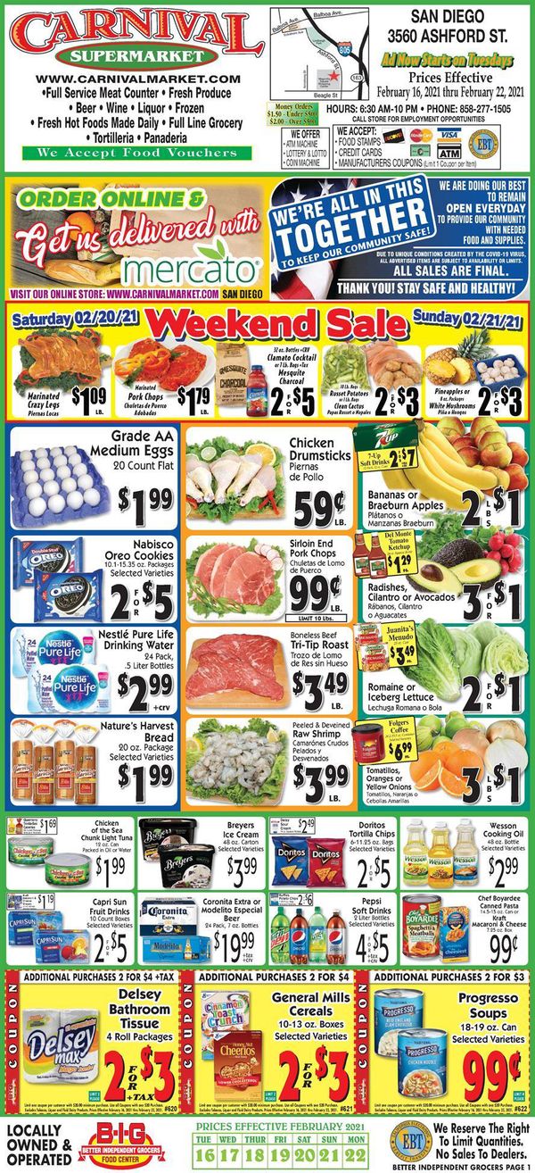 Carnival Supermarket Weekly Ad Flyer February 16 to February 22, 2021