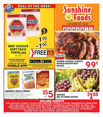 Sunshine Foods Weekly Ad Flyer February 24 to March 2, 2021