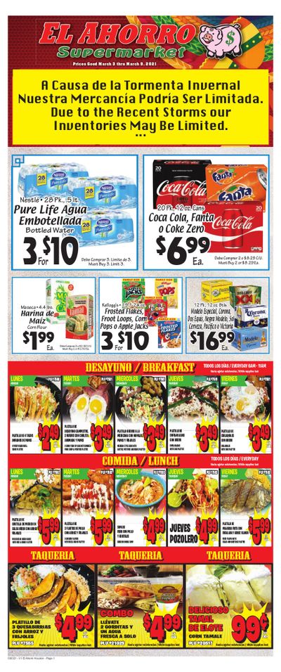 El Ahorro Supermarket Weekly Ad Flyer March 3 to March 9, 2021
