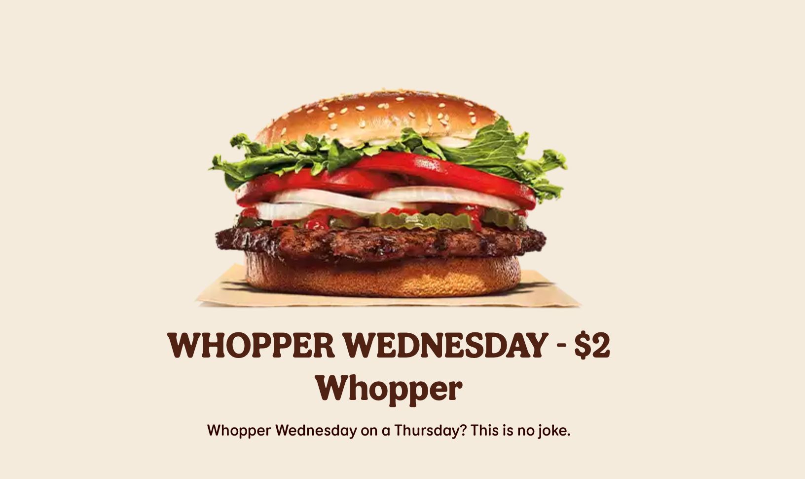 $2 Whoppers At Burger King Today April 1st! AND MORE DEALS WHEN YOU ORDER FROM THE BURGER KING APP!