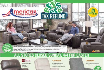 American Furniture Warehouse Weekly Ad Flyer April 4 to April 10