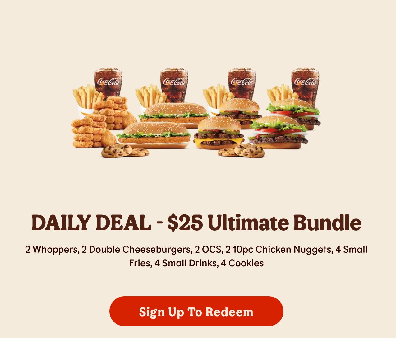 Burger King Daily Deal $25 Ultimate Bundle: Feed Everyone!