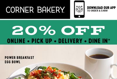 Corner Bakery Coupon 20% Off! Valid Through April 25th 2021!