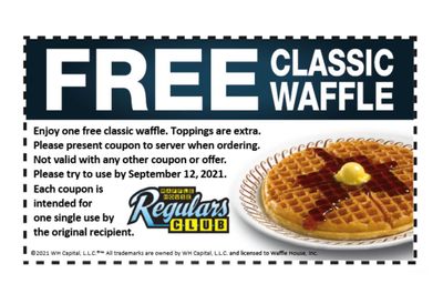 Regulars Club Members Check Your Inbox for a New Waffle House Coupon: Get a Free Waffle Through to September 12