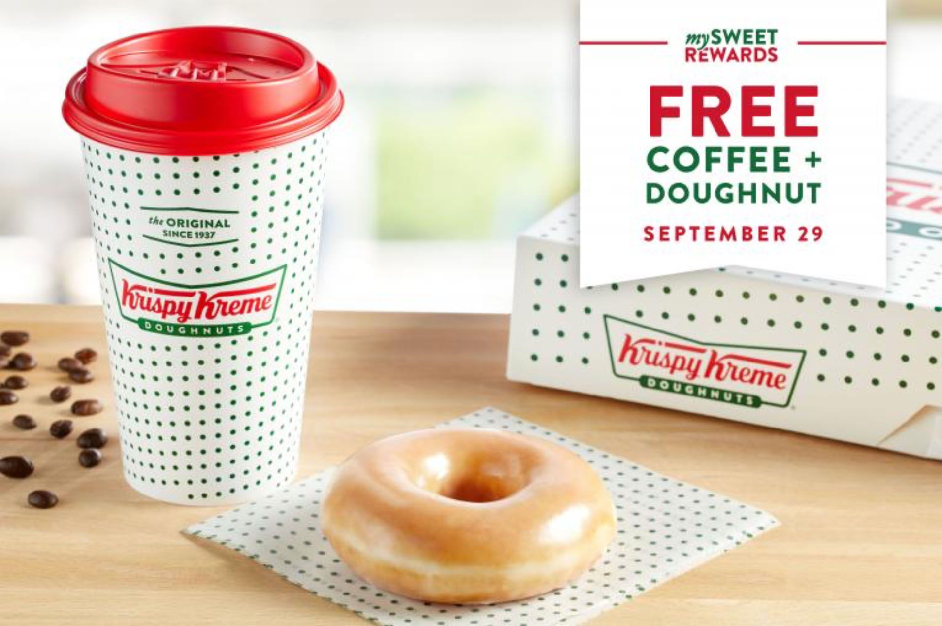 Rewards Members will Receive a Free Coffee and Doughnut In-shop at Krispy Kreme on National Coffee Day