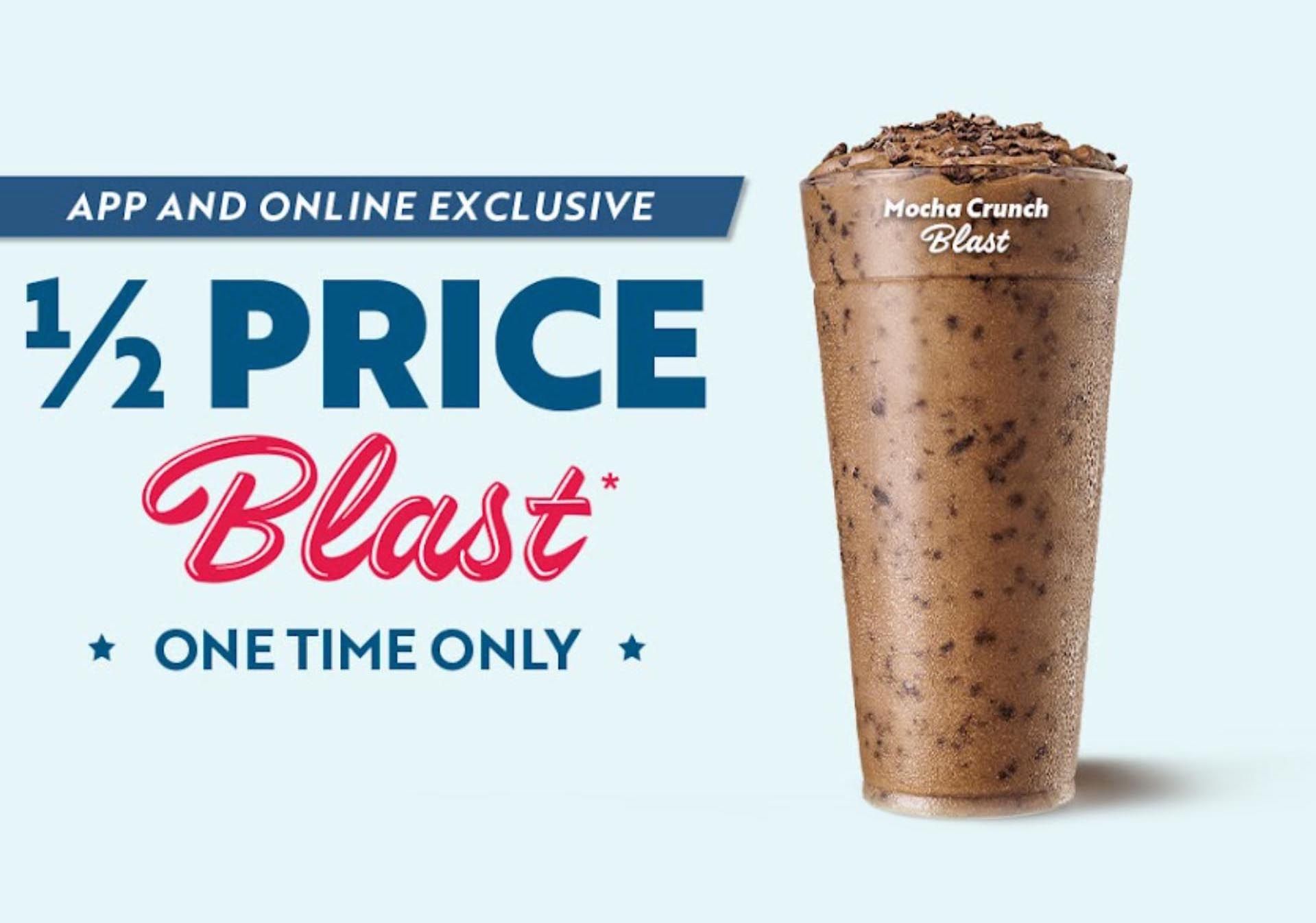 Sonic Rewards Members Can Now Get a Half Priced Mocha Crunch Blast with an In-app or Online Order