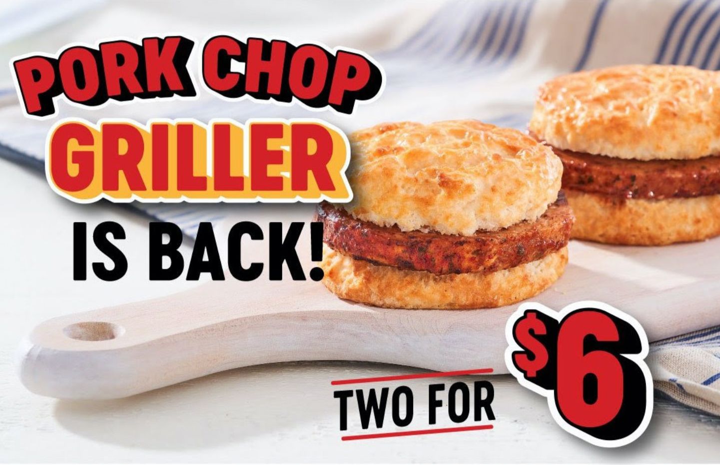 Popular 2 for $6 Pork Chop Griller Deal Returns to Bojangles 