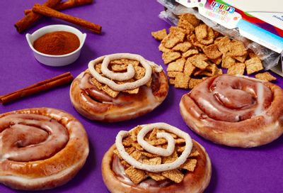 Krispy Kreme is Serving Up their New Cinnamon Toast Crunch Cinnamon Roll for a Short Time 