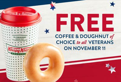 Veterans Will Receive a Free Brewed Coffee and Doughnut In-shop at Krispy Kreme on November 11