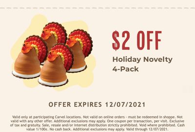 Fudgie Fanatics Can Get $2 Off a Novelty 4 Pack of Lil' Gobblers at Carvel Through to December 7