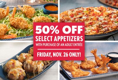 Red Lobster Offers 50% Off a Select Appetizer with an Online Adult Entree Purchase in Florida and Texas this Black Friday Red Lobster Offers 50% Off a Select Appetizer with an Online Adult Entree Purchase in Florida and Texas this Black Friday