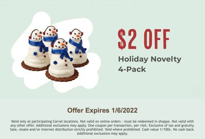 Fudgie Fanatics Can Now Get $2 Off a Holiday Pack In-shop at Carvel With a Members Exclusive Coupon