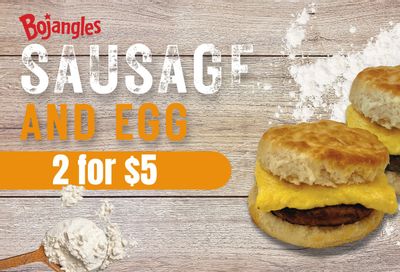 Save with Bojangles' Popular 2 for $5 Sausage and Egg Biscuit Deal