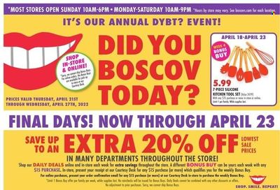 Boscov's (CT, DE, MD, NJ, NY, PA) Weekly Ad Flyer April 21 to April 28 Boscov's (CT, DE, MD, NJ, NY, PA) Weekly Ad Flyer April 21 to April 28