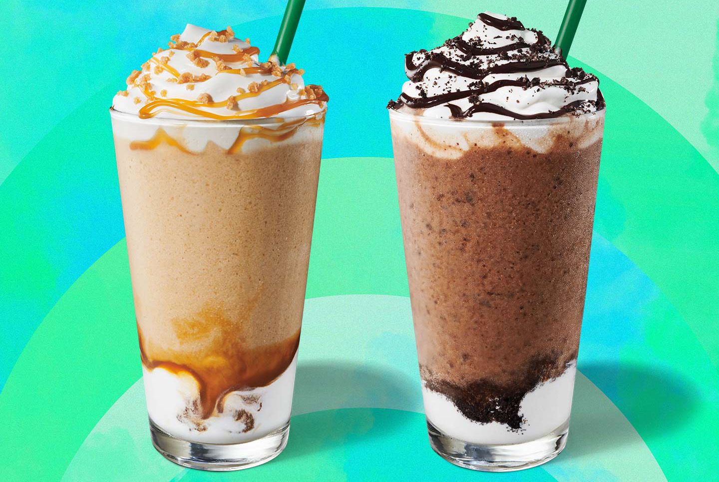 Starbucks Features their Caramel Ribbon Crunch and Mocha Cookie Crumble