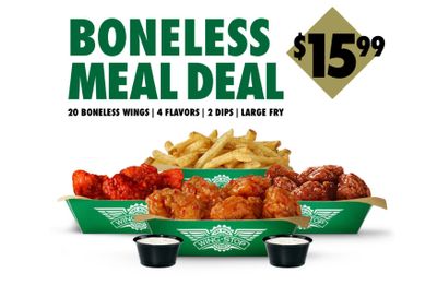 Get the $15.99 Boneless Meal Deal with Online or In-app Wingstop Orders for a Limited Time 