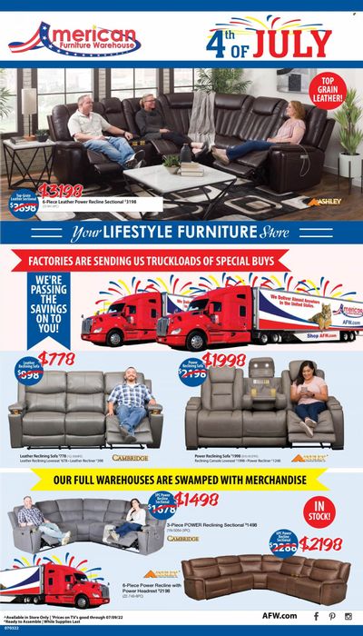 American Furniture Warehouse (AZ, CO, TX) Weekly Ad Flyer July 2 to July 9